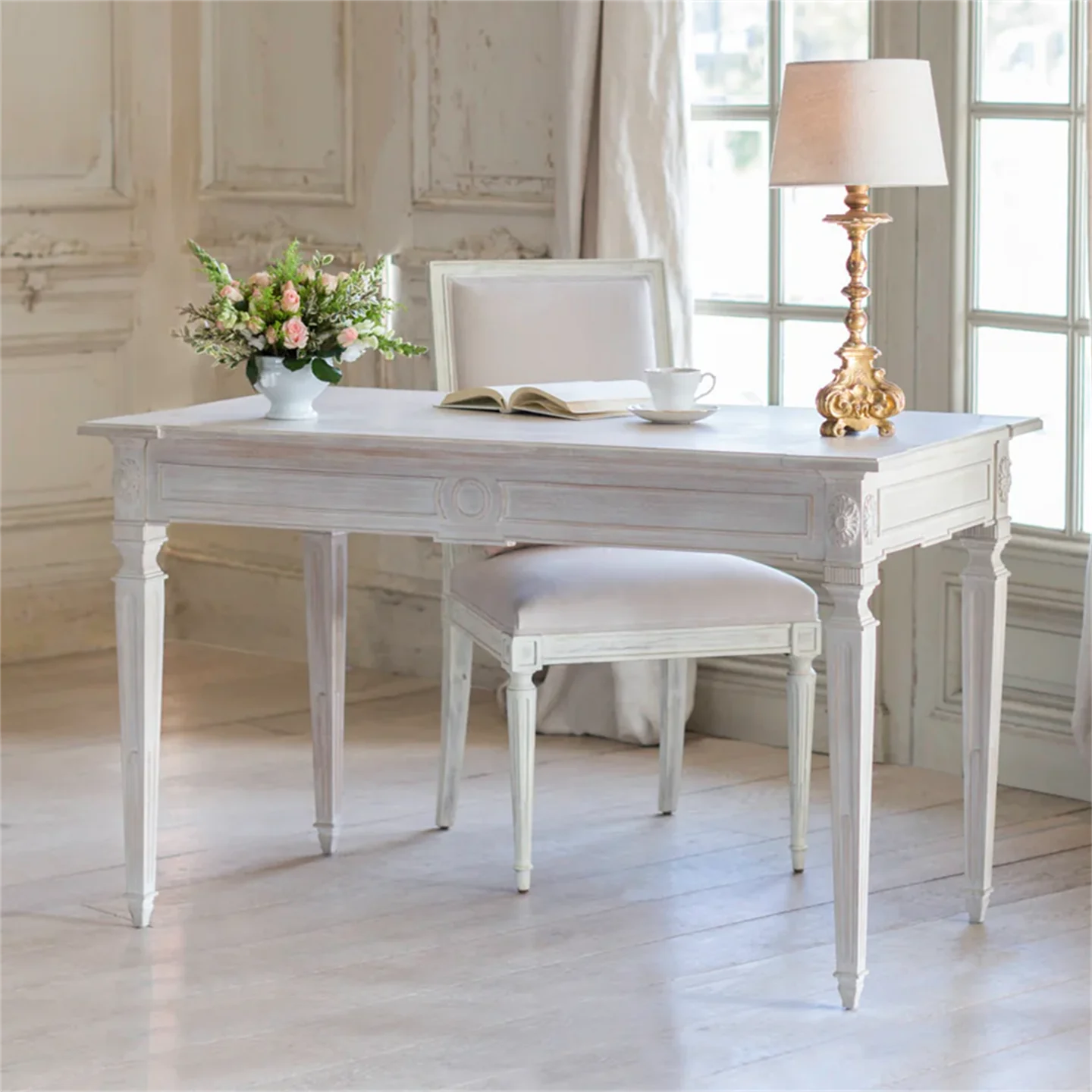 

Modern French Rectangular Wooden Computer Desk with Drawer Portable and Adjustable for Home Office or Bedroom for Hotels