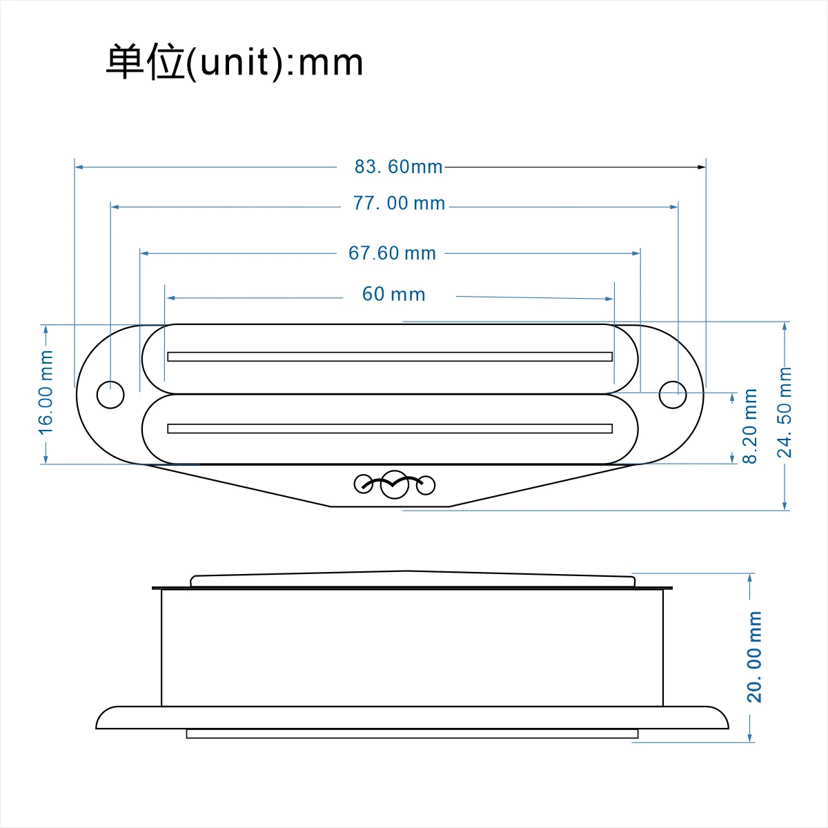 FLEOR 1 pz Pickup Dual Rail in ceramica 4 fili ST Guitar Mini Humbucker Pickup bianco