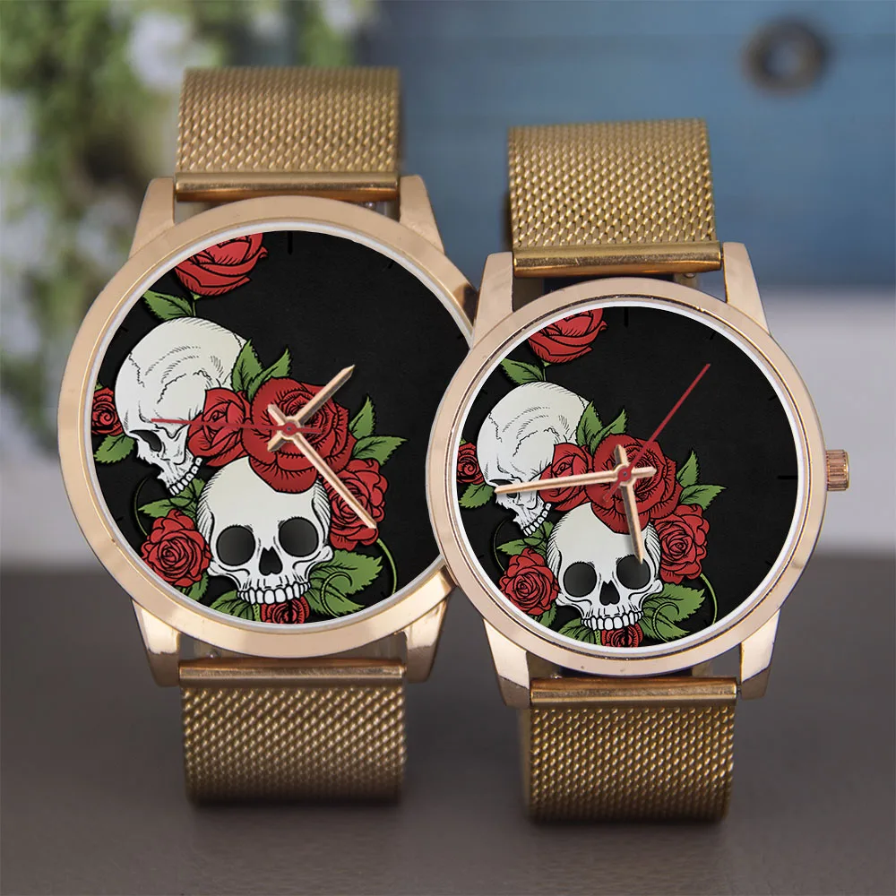 ساعات الورد للرجال ساعة الهاتفي تذكارية سوداء كوارتز ساعات المعصم الجمجمة 45/38 مللي متر هدية شخصية هدايا للرجال الفضة الرجال You