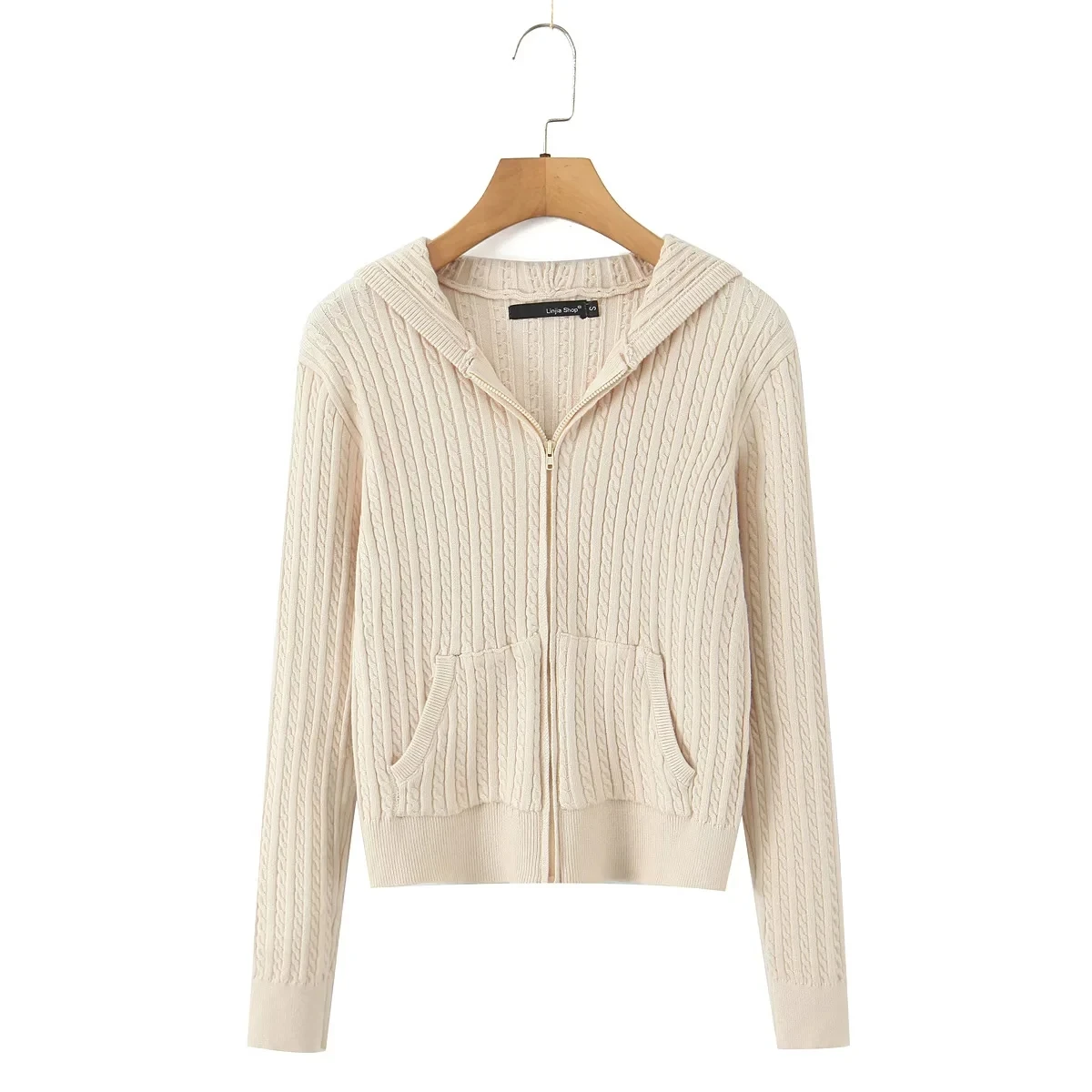 الأمريكية الرجعية تويست سستة مقنعين التخسيس المفتوحة سترة ort محبوك الأعلى تنوعا كلية Sle المرأة طويلة Sve Jaet