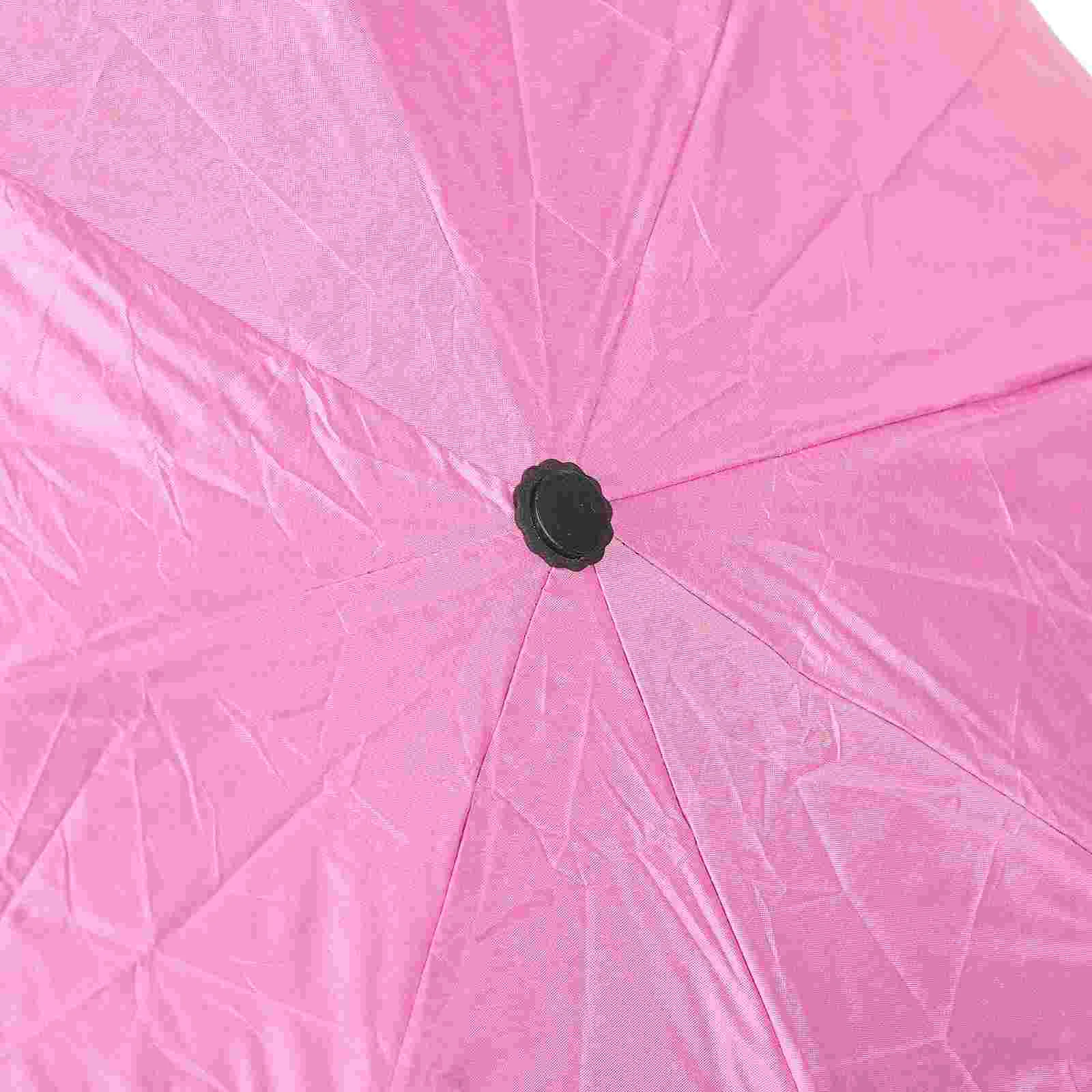 Color Changing Umbrella Pink Parasol Sun Protection Rain Umbrellas Unbreakable Mini for Backpack Foldable