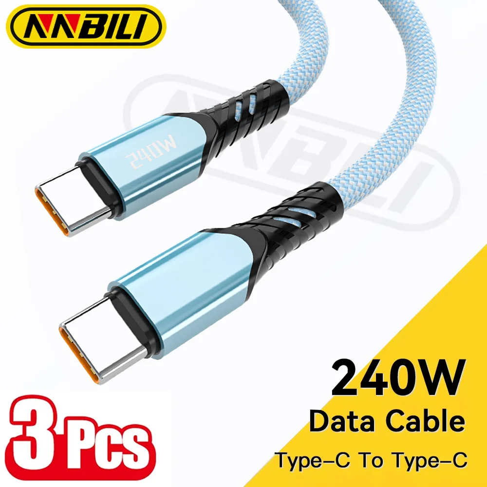 NNBILI 3PCS 240W USB C Cable Power Wire QC4.0 for MacBook Samsung iPhone 15 16 USB C to C PD Cable Fast Charging Type C Cable