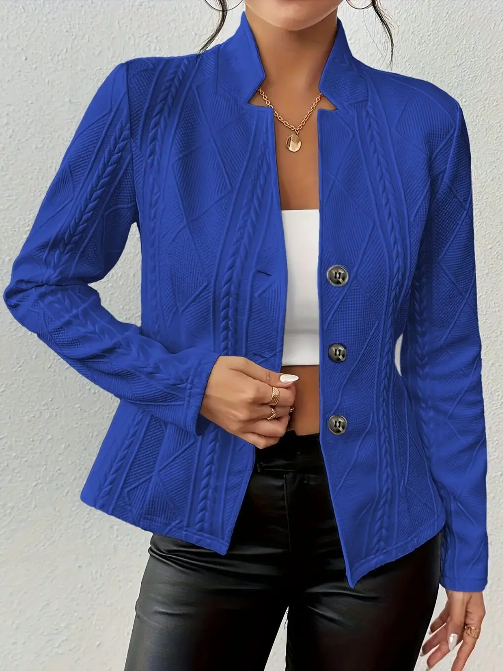 

Casual Floral Patterned Stand Collar Single Button Women's Versatile Commute Wear 7 Colors 5 Sizes Polyester Cotton Blend