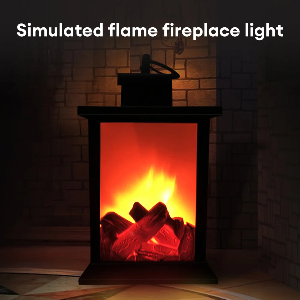 Christmas 3D Decorative Fake Fireplace Lantern Creative LED Flame Battery Night Light Room Decoration Birthday Present  MYP-E