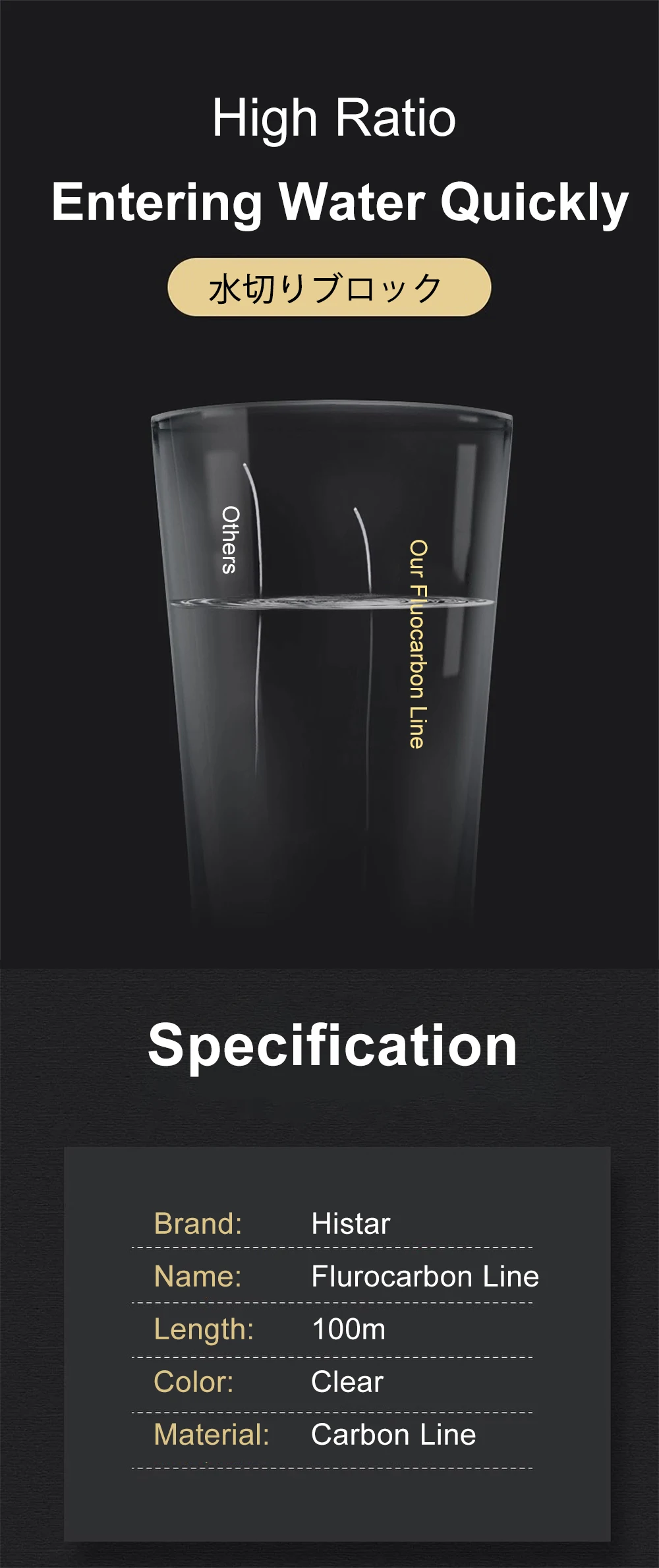 HASIDA 100M Fluorocarbon-Angelschnur, Carbon-Vorfachschnur, Stoßfeste Vorfachschnur mit hoher Festigkeit für Süß- und Salzwasserfischen – Detail 4