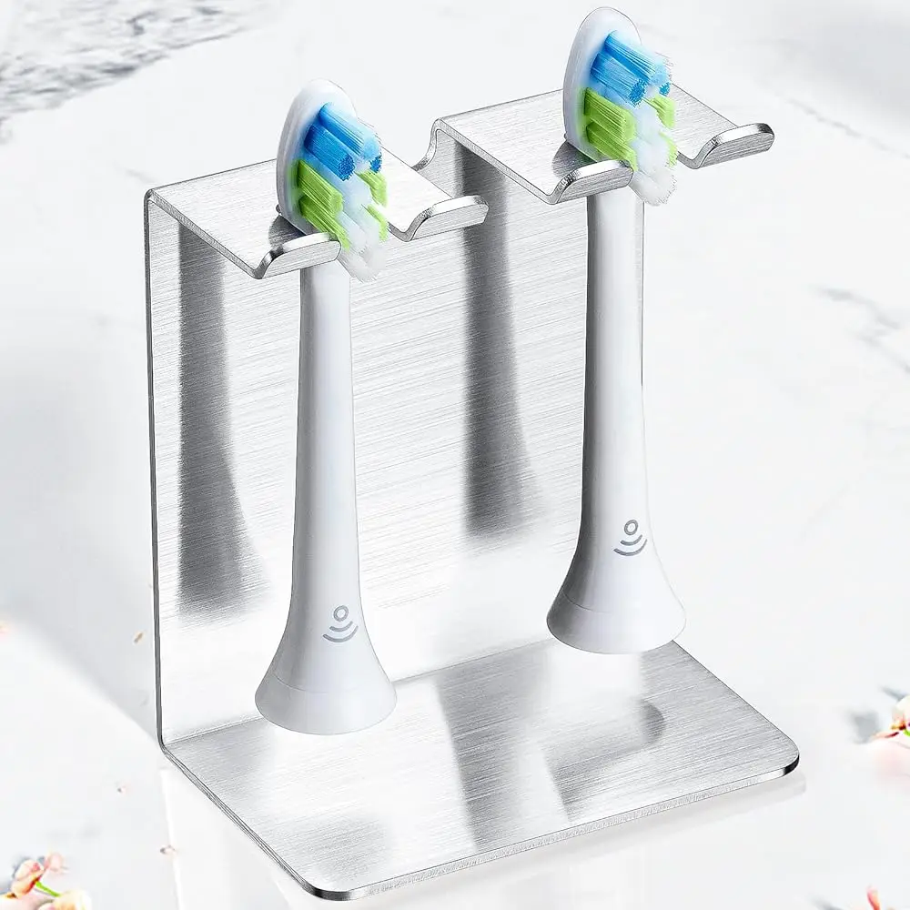 

Toothbrush Head Holder for Shower Bathroom, Electric Toothbrush Holders Wall Mounted or Tabletop, SUS304 Stainless Steel Met