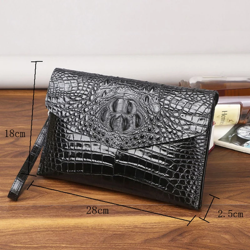 Bolsa de Embreagem Envelope Crocodilo, Pasta Real de Couro, Grande Capacidade, Bolsa Masculina, Alta Qualidade, Inverno, Novo, 2022