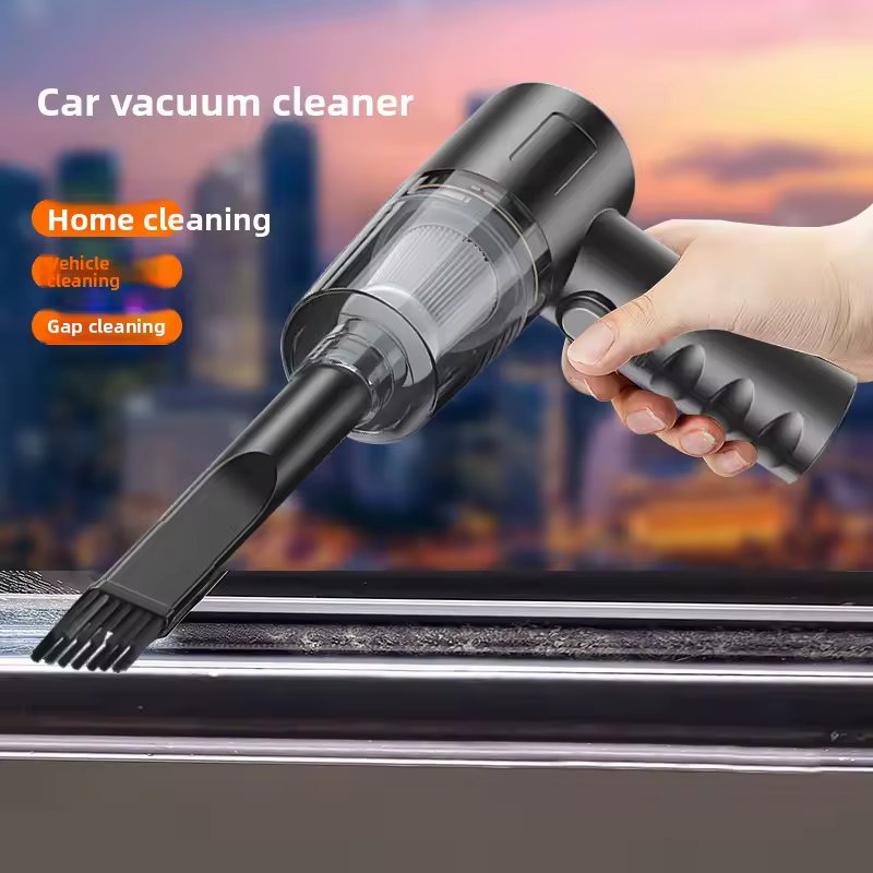 Handheld wireless Vacuum Cleaners being used on leather car seats
