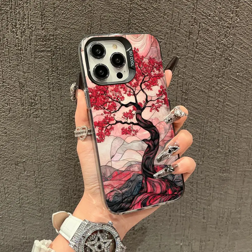 

Spliced tree pattern Phone Case case for iPhone17 16 15 14 13 12 11 Pro/ Max/Plus shock-proof rear cover anti-fingerprint