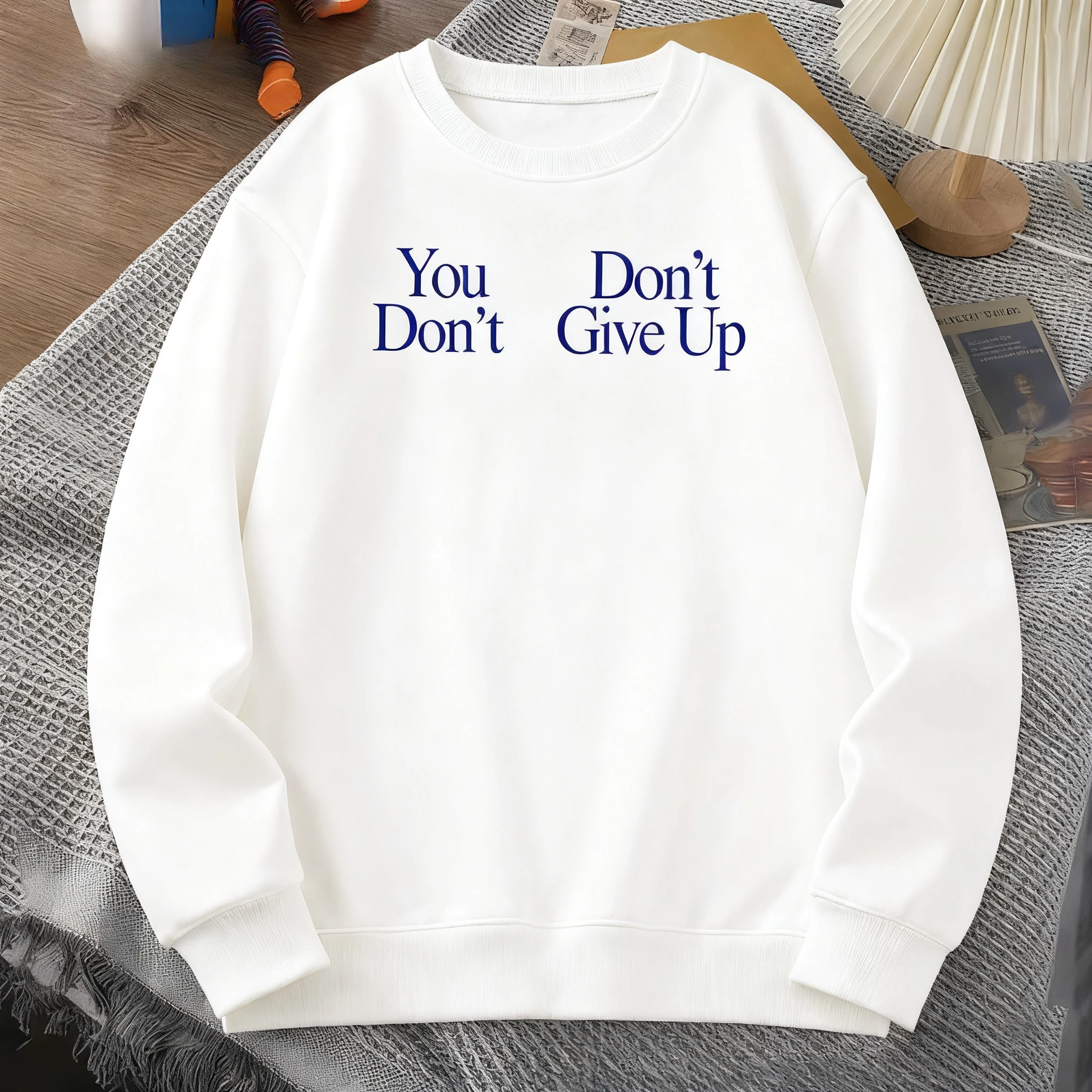 

Blue Font Pattern Printed Autumn and Winter Men's and Women's Long Sleeved Hoodies for Casual and Loose Outdoor Street Sports