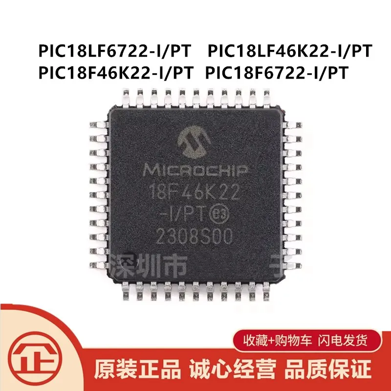 Microcontrolador chip MCU, PIC18F6722 PIC18LF6722-I PT LF46K22, TQFP-44