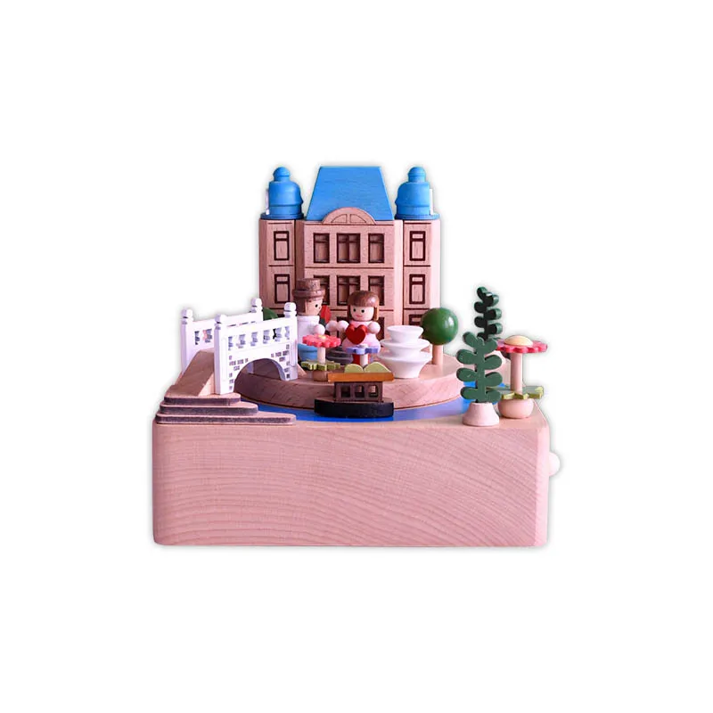New creative wooden music box mechanical clockwork Christmas gift Venice Water City wooden music box ornament