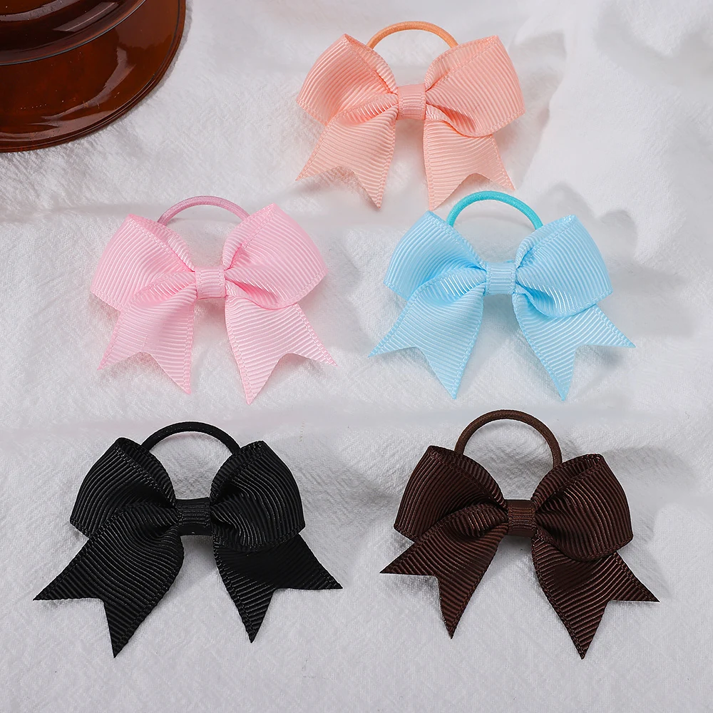 10Pcs/Lot Toddler Cute Bowknot Ponytail Hair Ties Girls Kids Grosgrain Ribbon Braid Elastic Headbands Newborn Hair Accessories