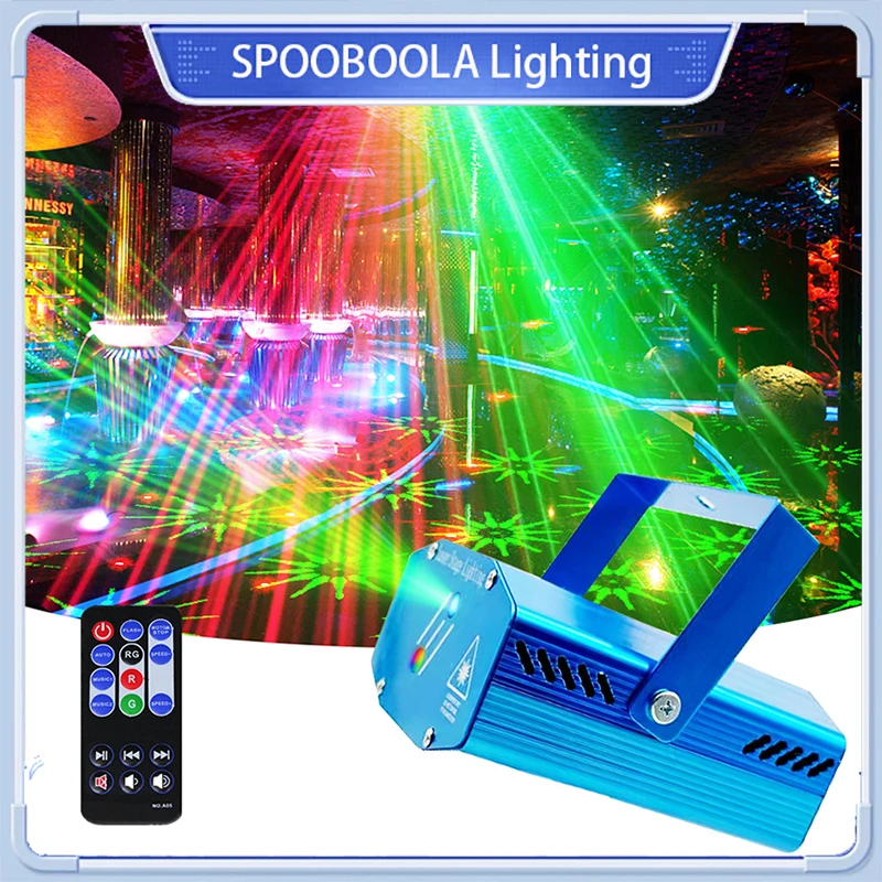 LED Stage Light Portable Mini Laser Projector Party Decorations DJ Disco Light Voice-Activated Remote Control Flash For KTV Bar