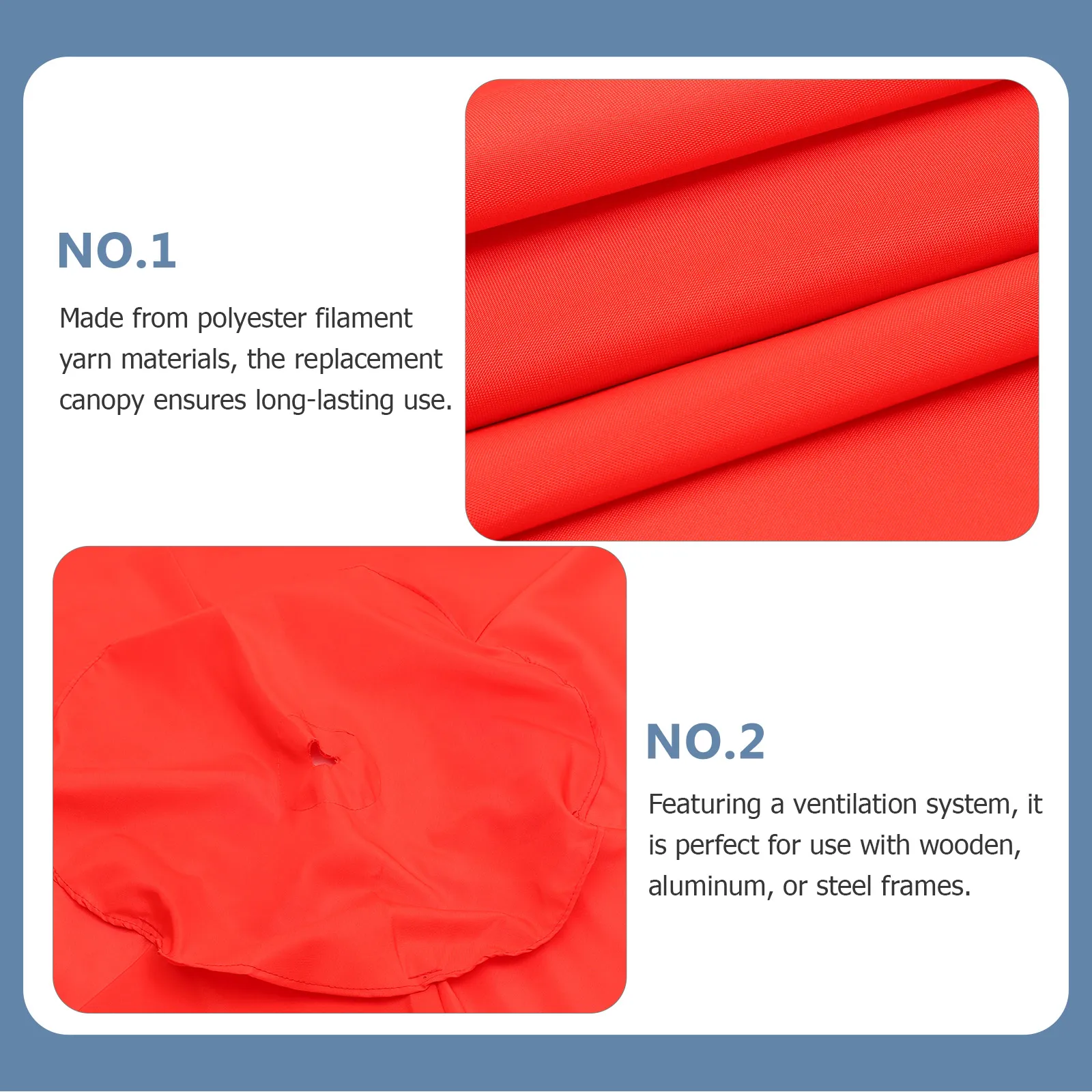 

Outdoor Umbrella Canopy Replacement Windproof Rainproof Uv Protection Durable Polyester Fabric For Garden Patio Steel Frame
