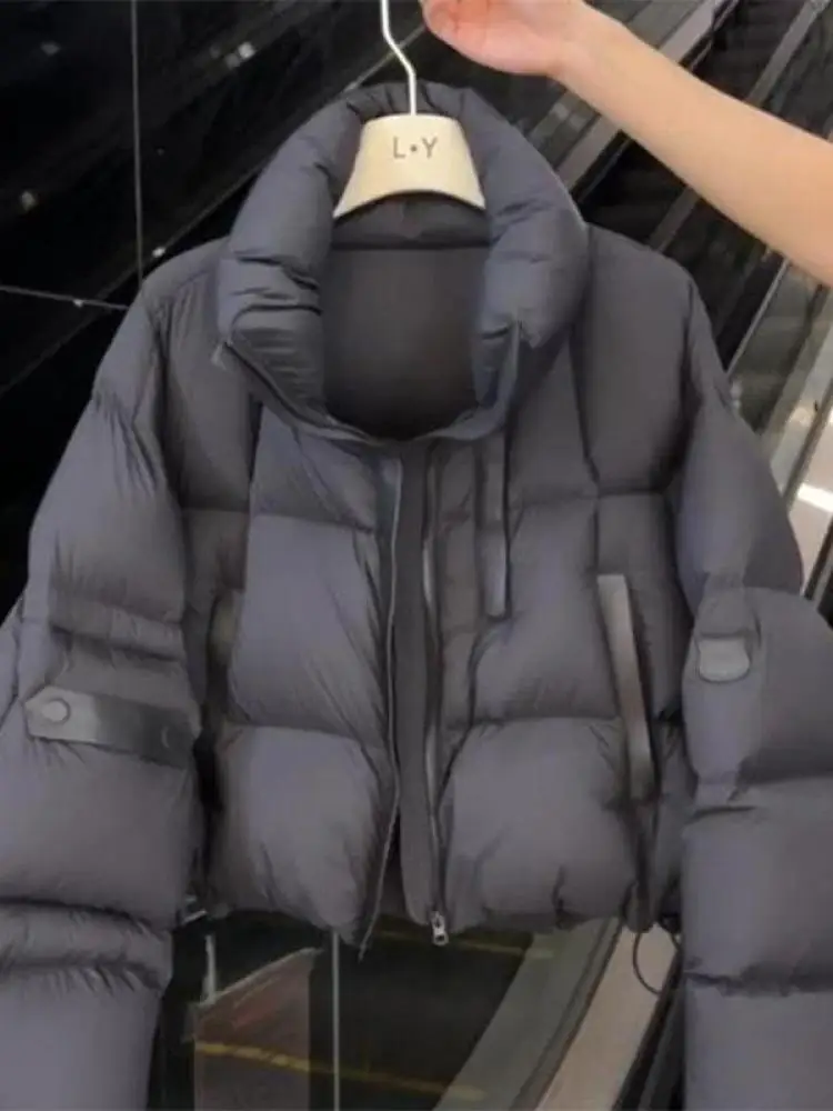 

Женская утепленная куртка-пуховик оверсайз свободного кроя, черная, зимняя, новинка, в корейском стиле, прямого силуэта