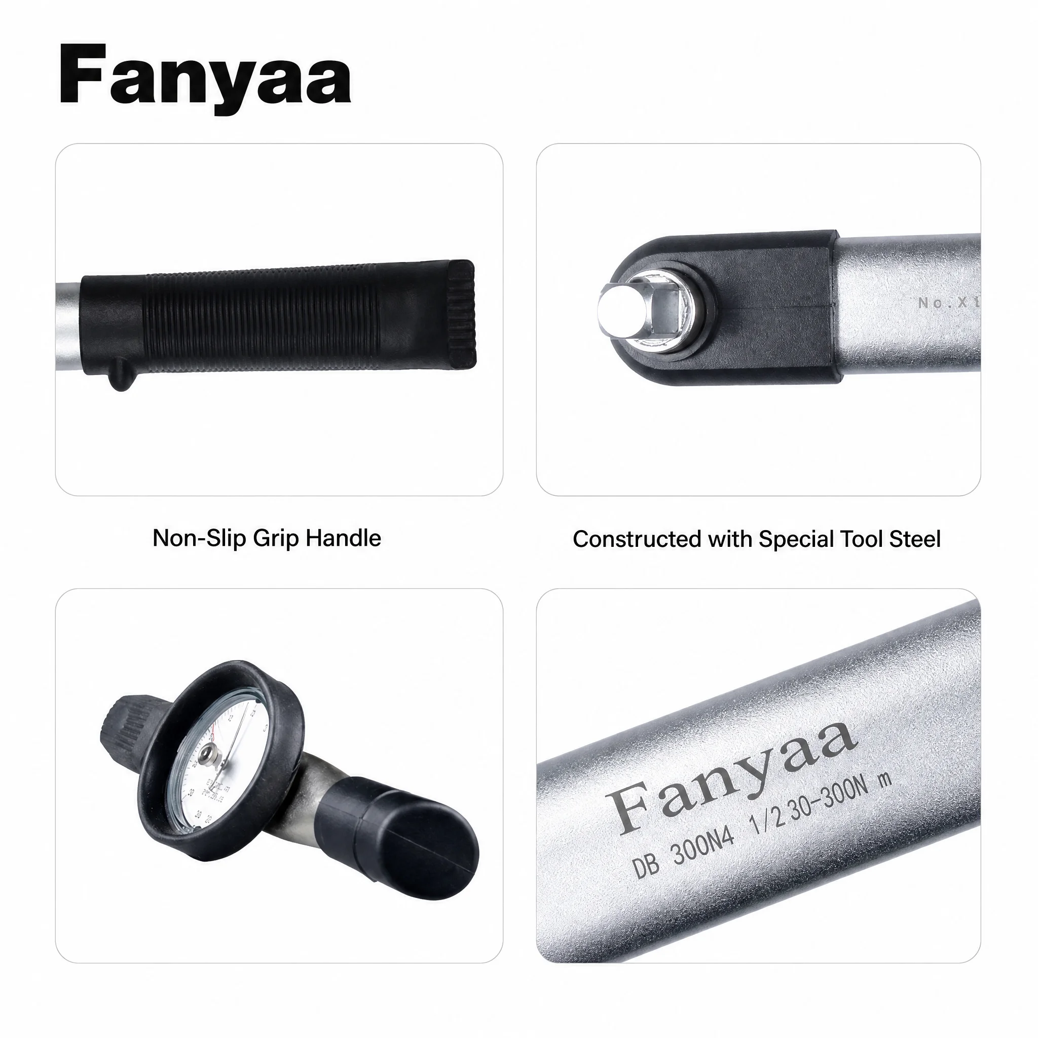 Fanyaa 0.5-300Nm DB Dial Torque Wrench 1/4 3/8 1/2 Inch ±3% High Accuracy Mechanical Torque Wrench Car Repair Automotive Tools