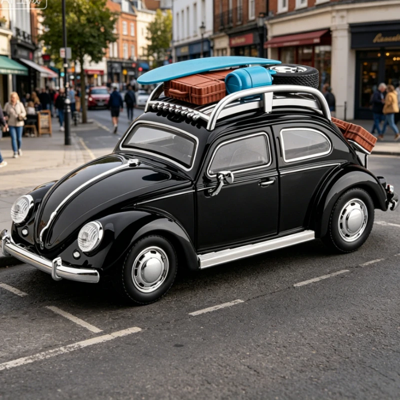 

Classic Retro Style 1:24 Beetle Metal Alloy Car Pull Back Light Sound Exquisite Minimalist Healing Desktop Collectible Ornament