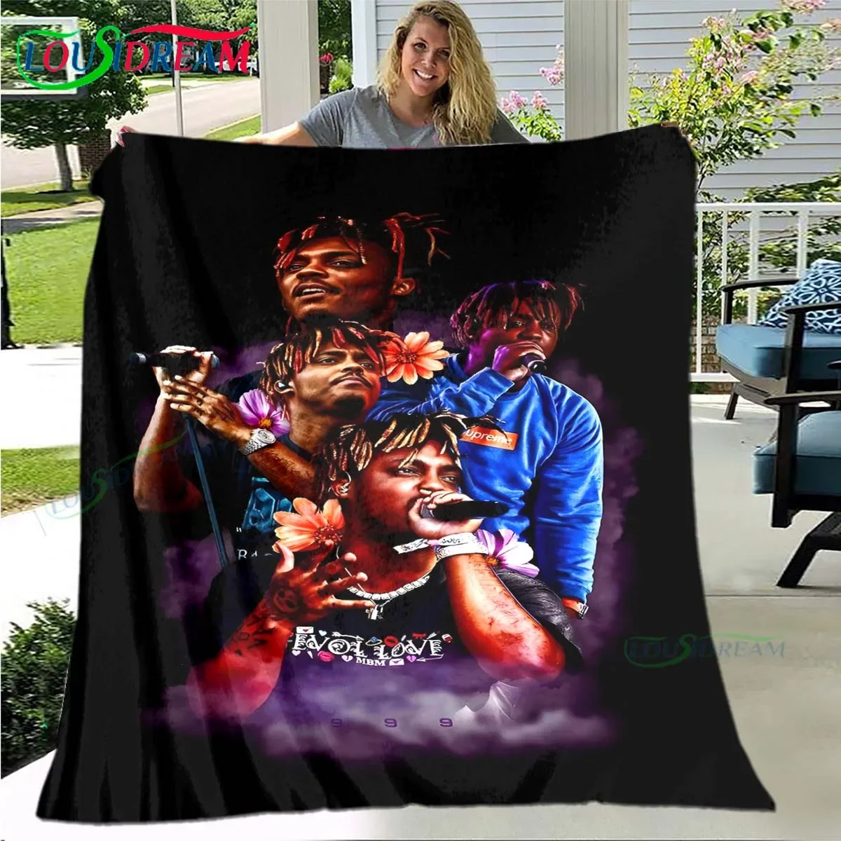 

3D Fashion Hip-hop singer J-Juice WRLD Flannel Adult and Children's Blanket Sofa Bed Decoration Blanket Portable Blanket Gift