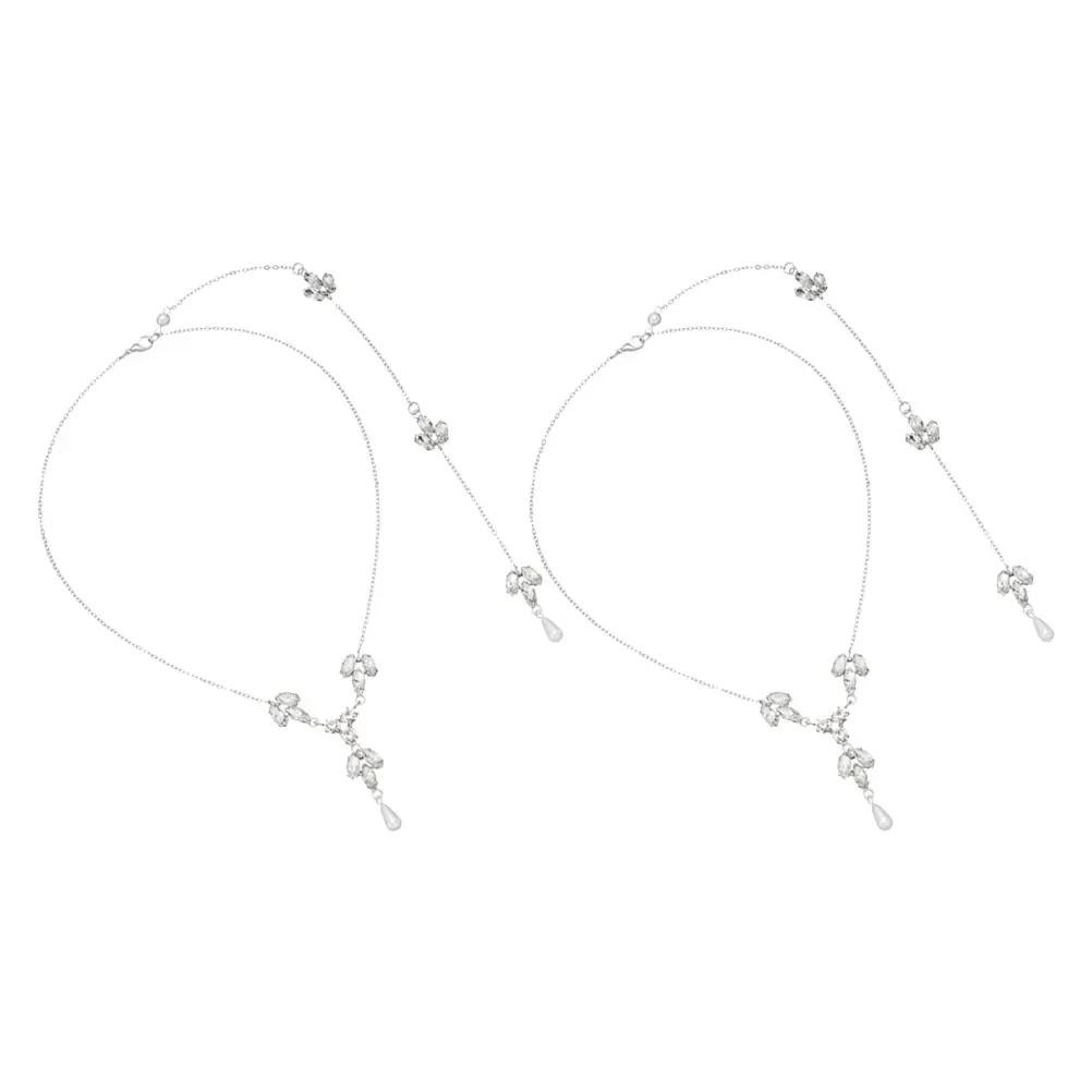 

2Pcs Backless Necklace Rhinestone Bridal Jewelry Wedding Party Evening Accessories Women Long Lasting Durable