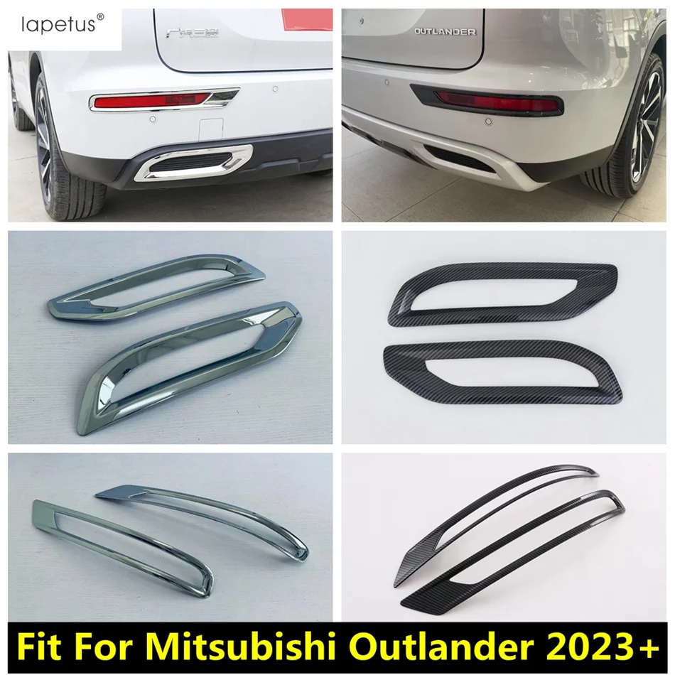 

Rear Bumper Fog Lights Lamps Frame Decoration Cover Trim For Mitsubishi Outlander 2023 2024 Chrome / Carbon Fiber Accessories