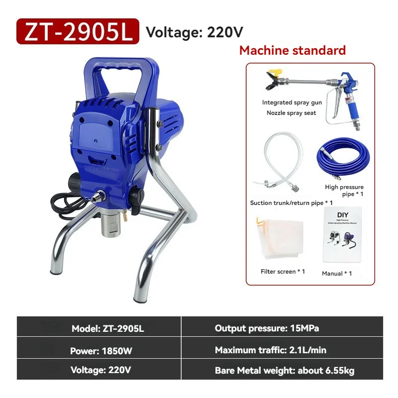 

18500W Airless Spray Gun 2.1L/Min Airless Paint Sprayer 2905L Painting Machine Tool W/10m Takeover