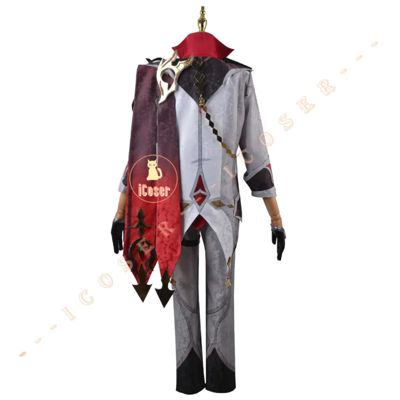 Genshin Impact Tartaglia Childe Cosplay Kostuum Pruik Fatui Mantel Outfit Uniform Cape Hoofddeksels Handschoenen Elf Fatui Harbingers Mannen