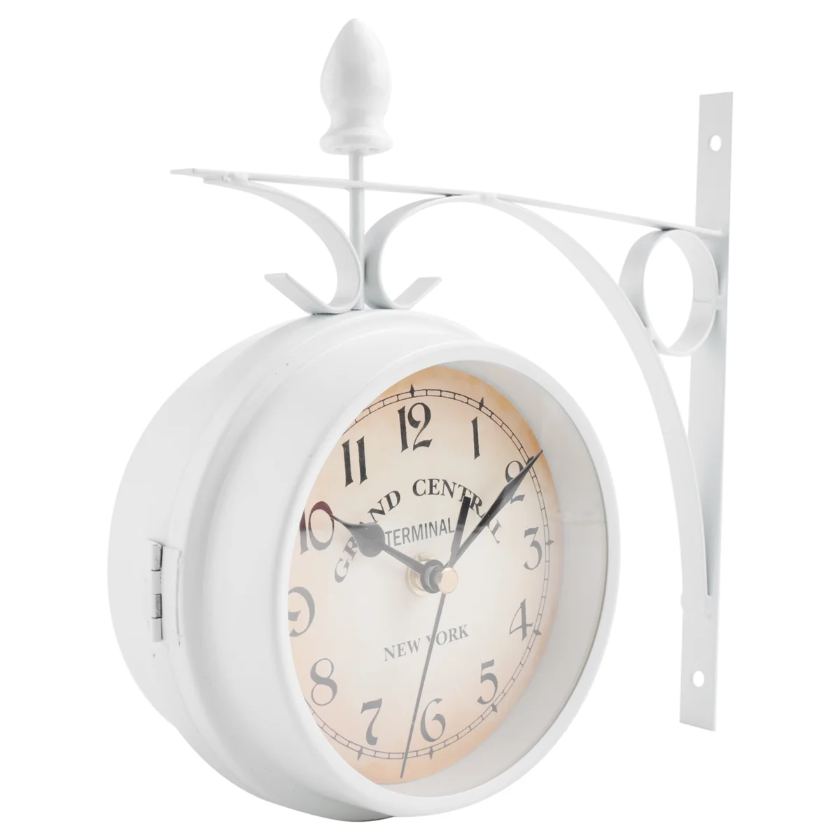 

Iron Round Wall Hanging Double Sided Two Faces Retro Station Clock Round Chandelier Wall Hanging Clock Home Decor