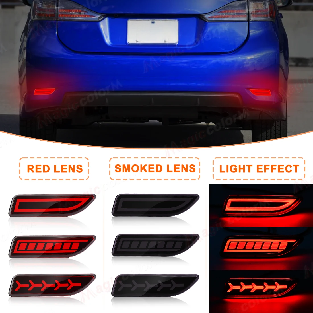 2PCS Rear Bumper Reflector Light For Toyota Corolla 2011-2013 For Lexus CT200h Brake Light Dynamic Turn Signal Lamp 8191002130
