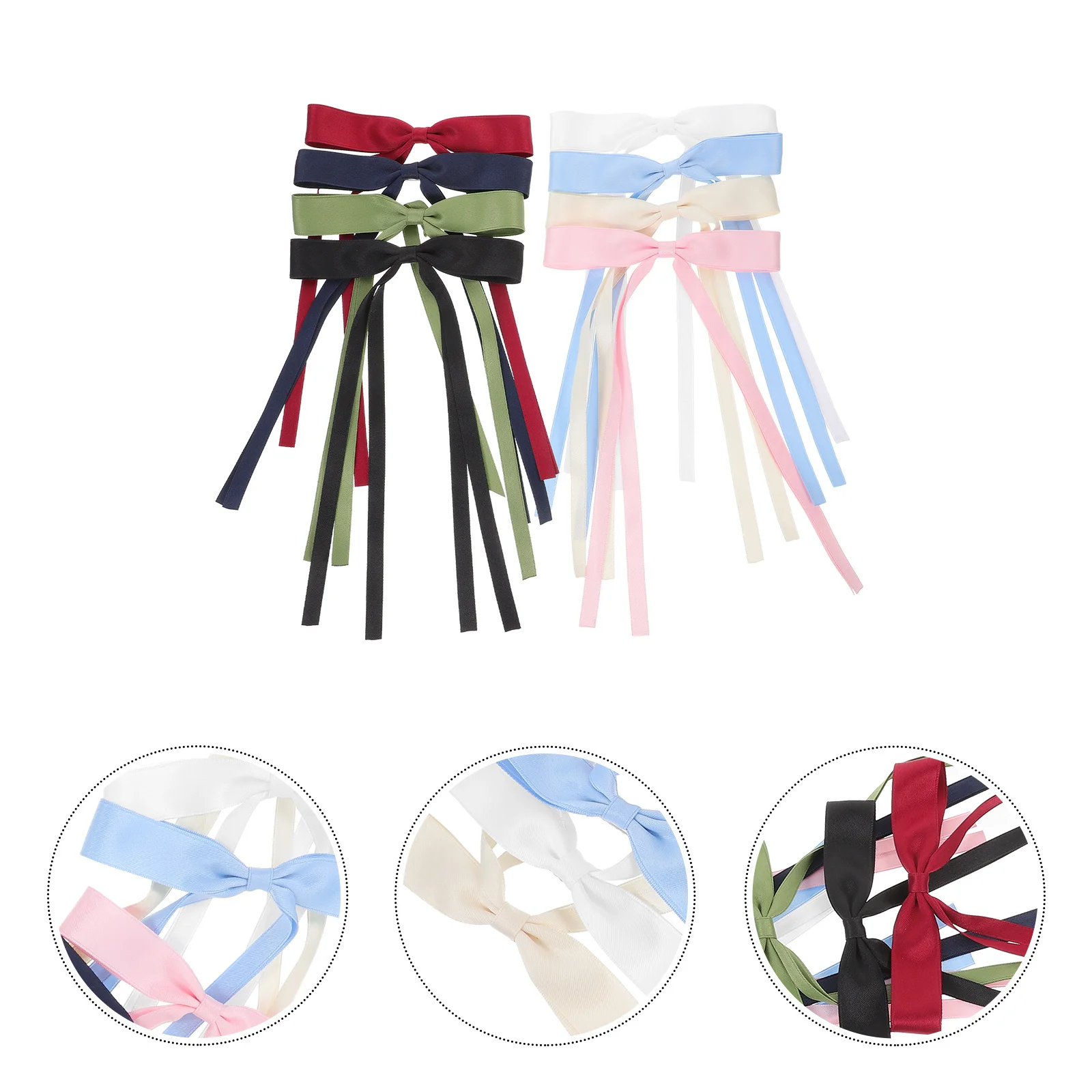

8Pcs Satin Bow Hair Clips Soft Bow Clips for Women Wedding Birthday Hair Accessories Girls Gift Bows for Girls