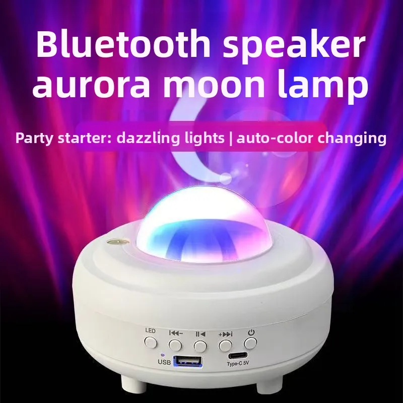 luz-de-projecao-do-ceu-estrelado-com-efeitos-de-aurora-boreal-e-luz-da-lua-Audio-bluetooth-usb-luz-ambiente-led-de-palco-estrela-cigana-presente-para-mesa