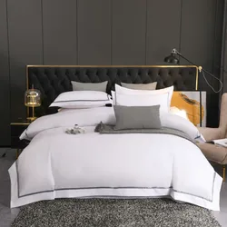 White Brushed Feel Super Soft Comfortable 4Pcs Hotel Home Bedding Set Double Queen King 4Pcs Bed Sheet Duvet cover Pillowcases