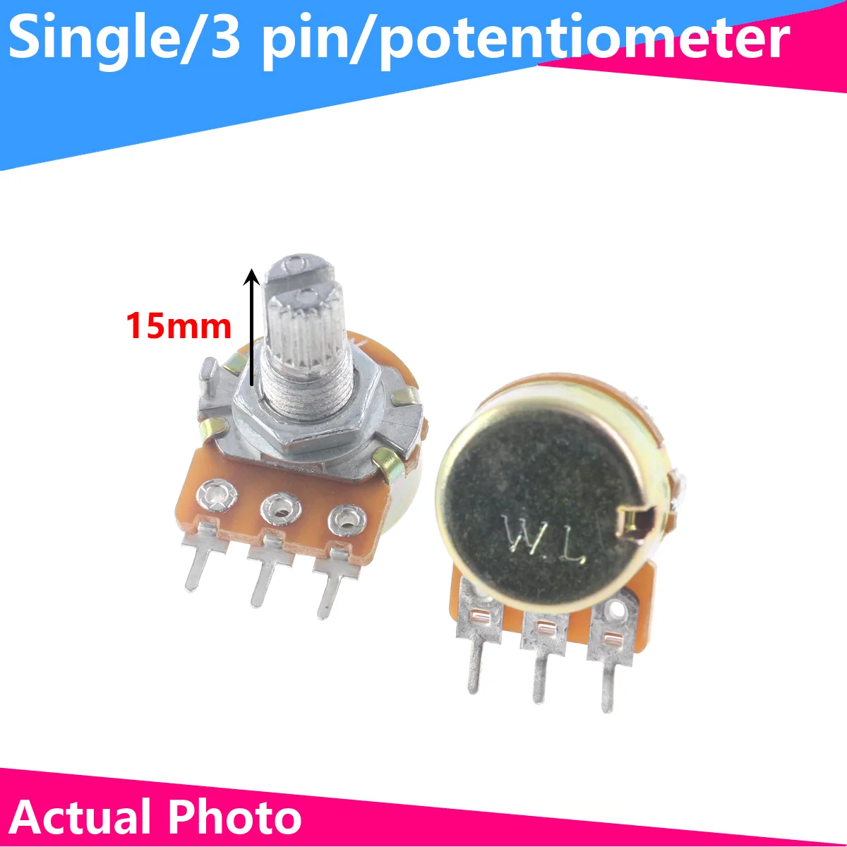 10PCS/LOT WH148 3Pin 15mm B1K B2K B5K B10K B20K B50K B100K B250K B500K B1M Potentiometer 1K 2K 5K 10K 20K 50K 100K 250K 500K 1M