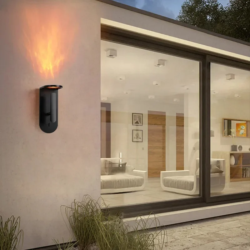 

10W Led Flame Wall Lamp Outdoor Lighting Black Wall Light IP54 Waterproof Courtyard Wall Sconce