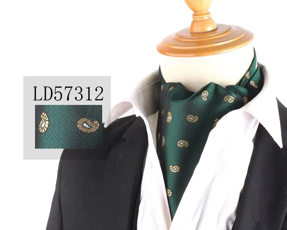 الجاكار الأزهار بيزلي الكاجو التعادل الزفاف الرسمي Cravat أسكوت Scrunch الذاتي البريطانية شهم البوليستر رابطة عنق للرجال الفاخرة