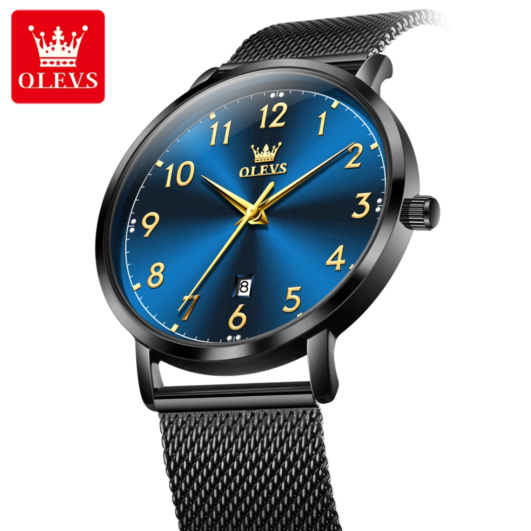 

OLEVS 5653 Fashion Quartz Watch Gift Stainless Steel Watchband Round-dial Wristwatch Calendar Luminous