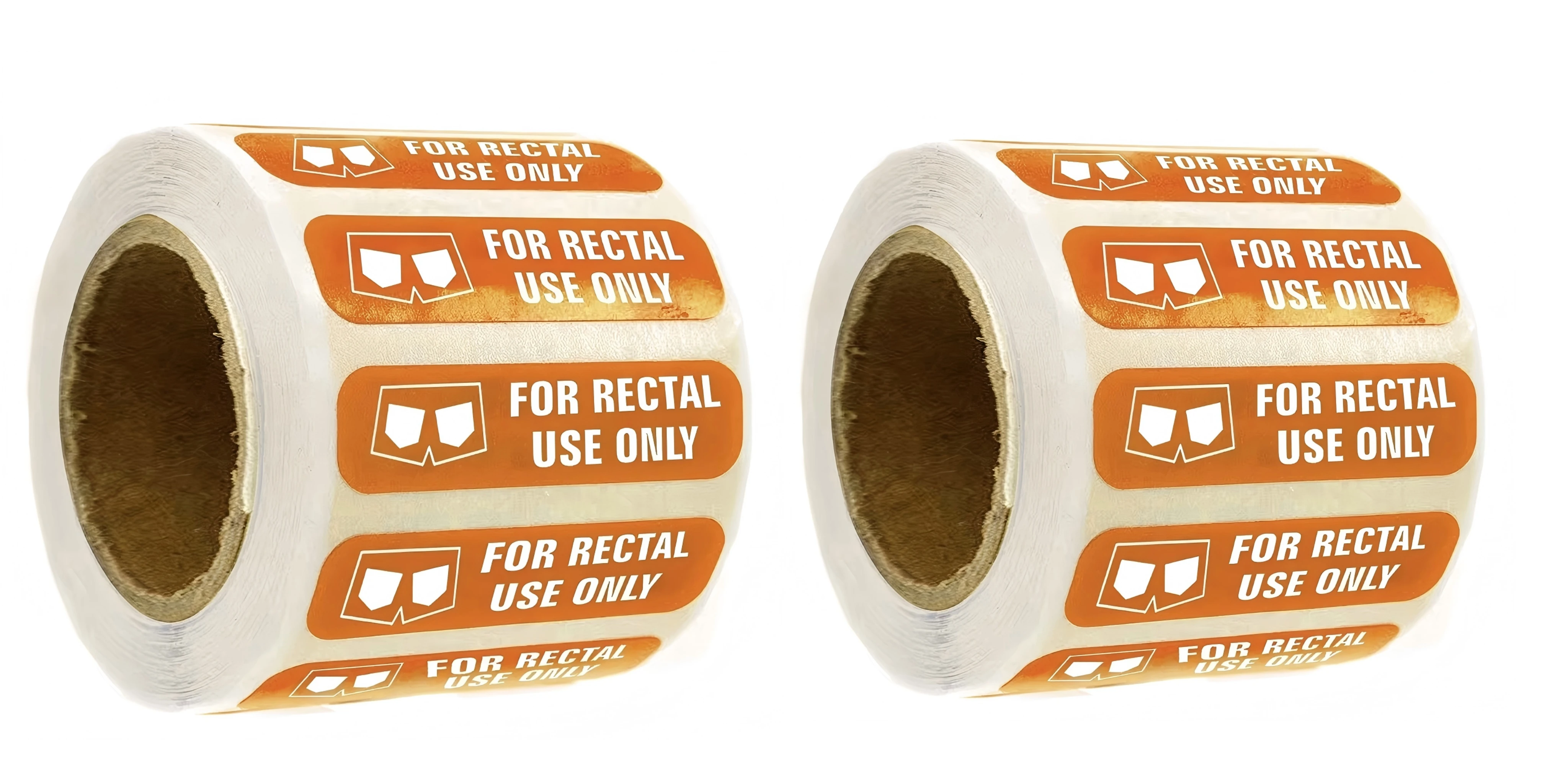 

2 Rolls 500pcs 1.5×3/8 Inch Orange Adult Fun Prank Joke Stickers - Rectal Use Only Removable Labels