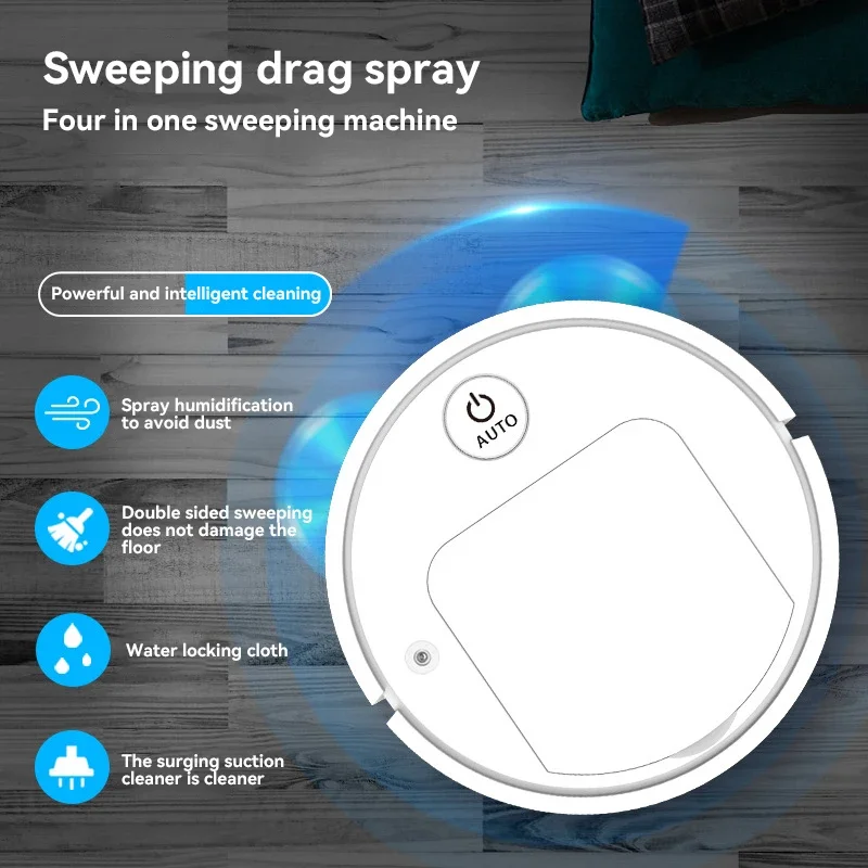 Robot spazzante intelligente automatico 4 in 1 aspirapolvere pulizia forte purificazione dell\'aria Spray umidificazione Mop per pavimenti