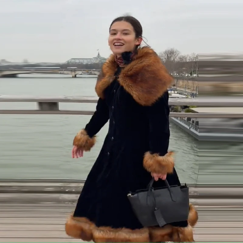 

Women's Imitation Fur Collar Long Sleeve Coat Single-breasted Slim-fitting Jacket Commuter Coat 2025 Women's New Casual Clothes