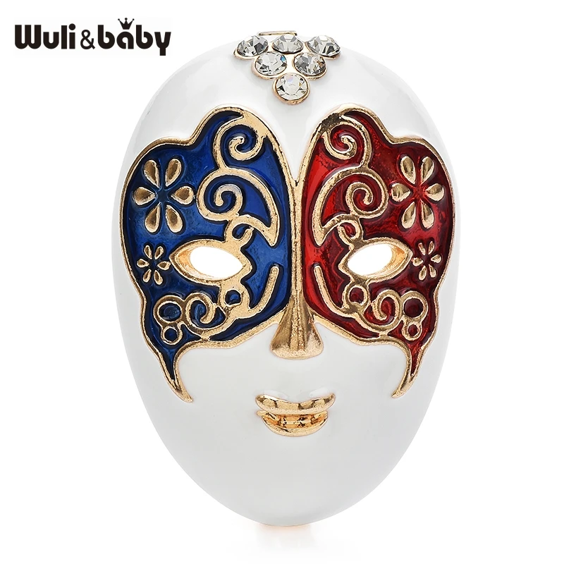 Wuli & baby المينا الوجه دبابيس للنساء الرجال 2-color الفن الوجه حفلة عادية بروش دبابيس الهدايا