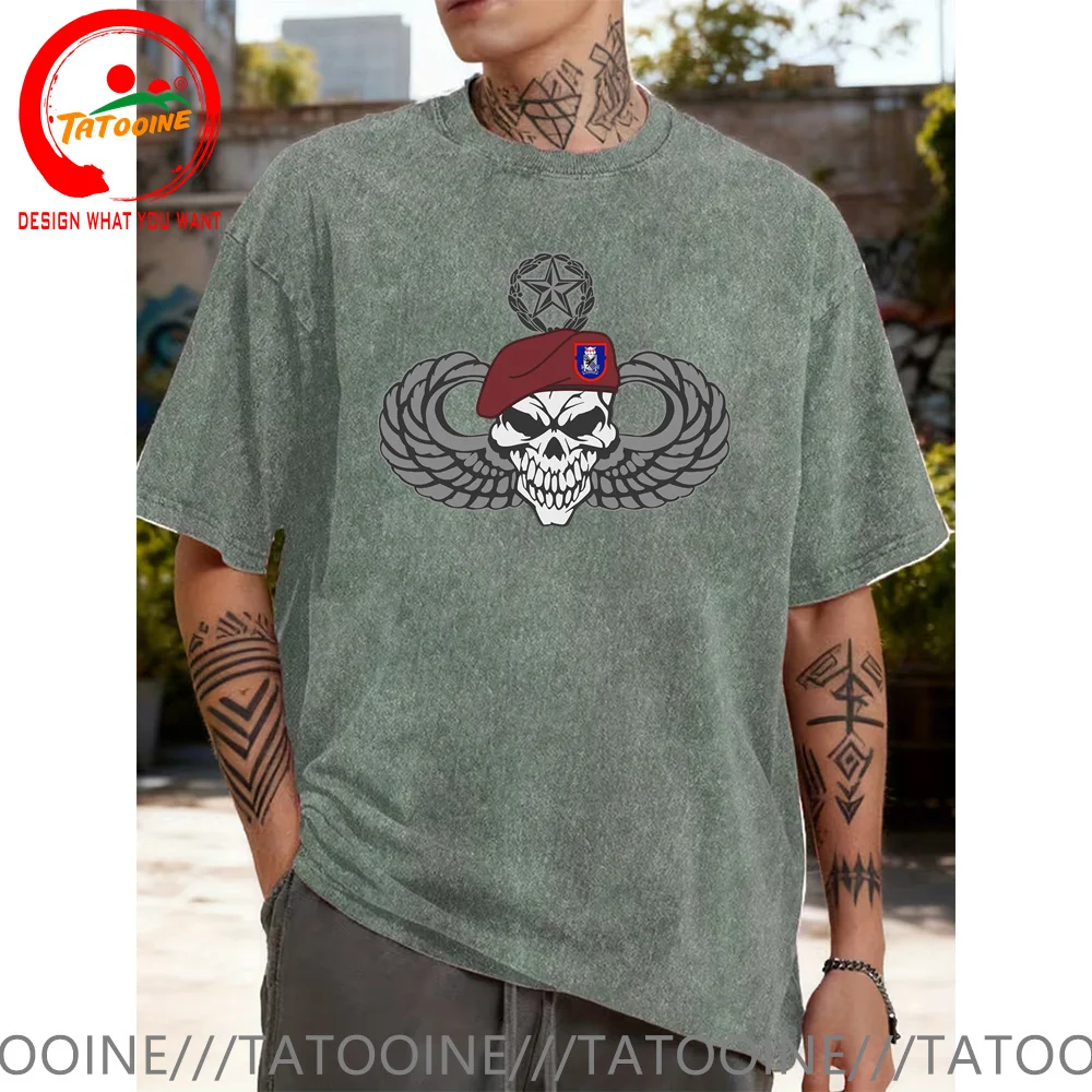 

Винтажная стираная хлопковая футболка армии США 1-й BN 505th 82nd ABN Воздушно-десантная футболка Модная модная повседневная одежда футболка Уличная рубашка