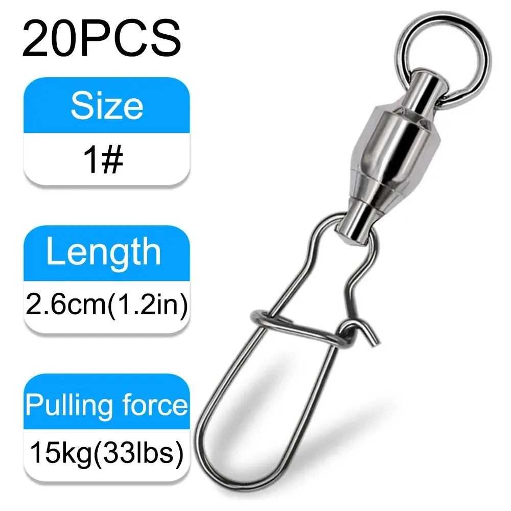 GOBAIT 20PCS Swivel Snap Connector Pin Kugellager Roll Ring Schnalle Kit Pesca Locken Linie Verbinden Cross Lock Angeln werkzeuge