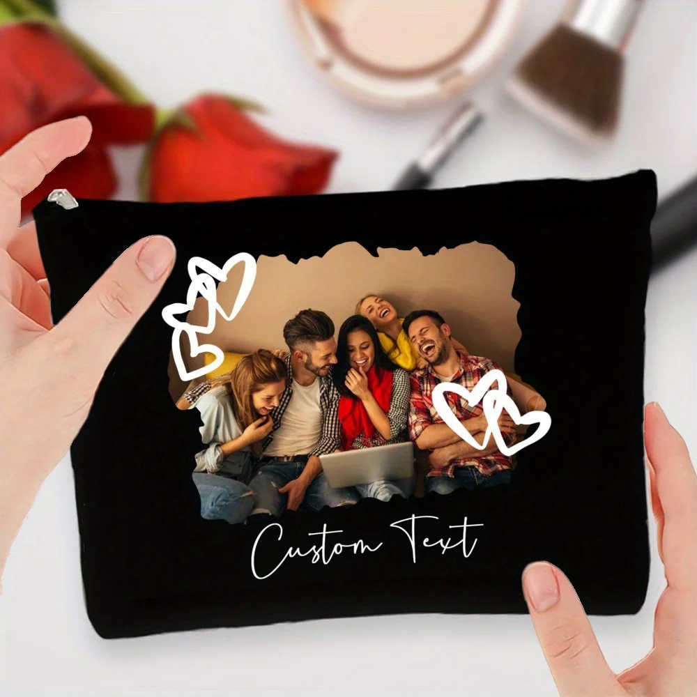 Custom Photo Makeup Bag Personalized Cosmetic Bag Friend Picture Birthday Gift Family Pouch for Christmas Gift Bag for Women