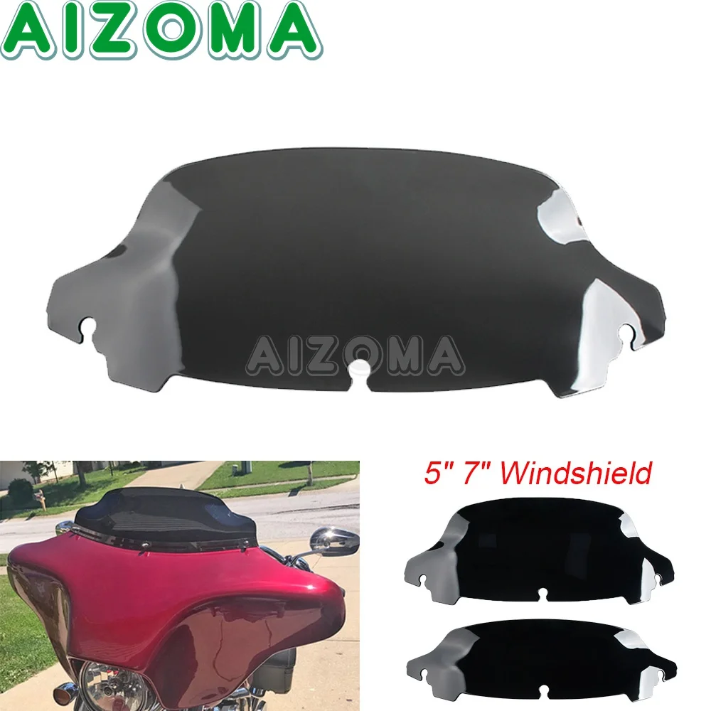 

5" 7inch Windshield Motorcycle Wave Windscreen For Harley Touring Electra Glide Standard FLHT Ultra Classic FLHTCU Low FLHTCUL