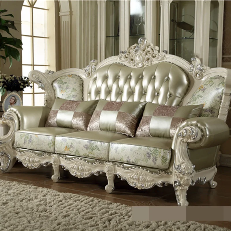 Fauteuil de luxe en cuir de vachette de première couche, canapé de villa de style européen, meubles de maison, salon et hôtel, corrigé par un cuir sculpté