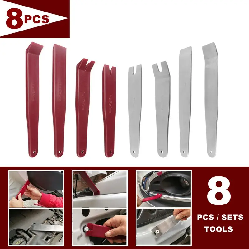 8pcs/Set Multipurpose Auto Dash Audio Removal Installer Pry Tool Car Radio Door Clip Panel Trim Vehicular Trim Removal Tools