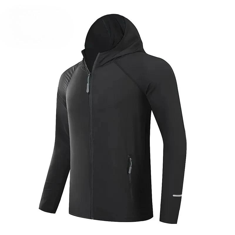 

Running Jacket Reflective Summer Quick Dry Gym Coat Hooded Jogging Sun Protection Fishing Outdoor Hiking Breathable Thin Jackets