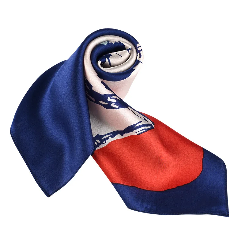 

100% mulberry Silk Scarf for Women Abstract Floral Printed Satin Square Scarf Multi-use Neck Hair Bandana for Vacation Outfits