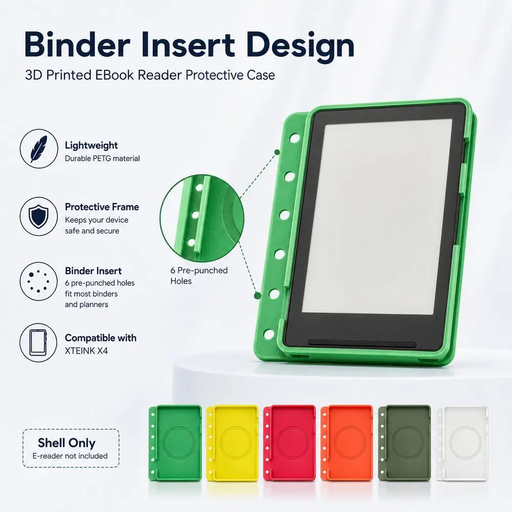 3D Printed Protective Case Anti-Drop Collision Hard Cover Magnetic Shell Case Magnetic EBook Reader Case for XTEINK X4