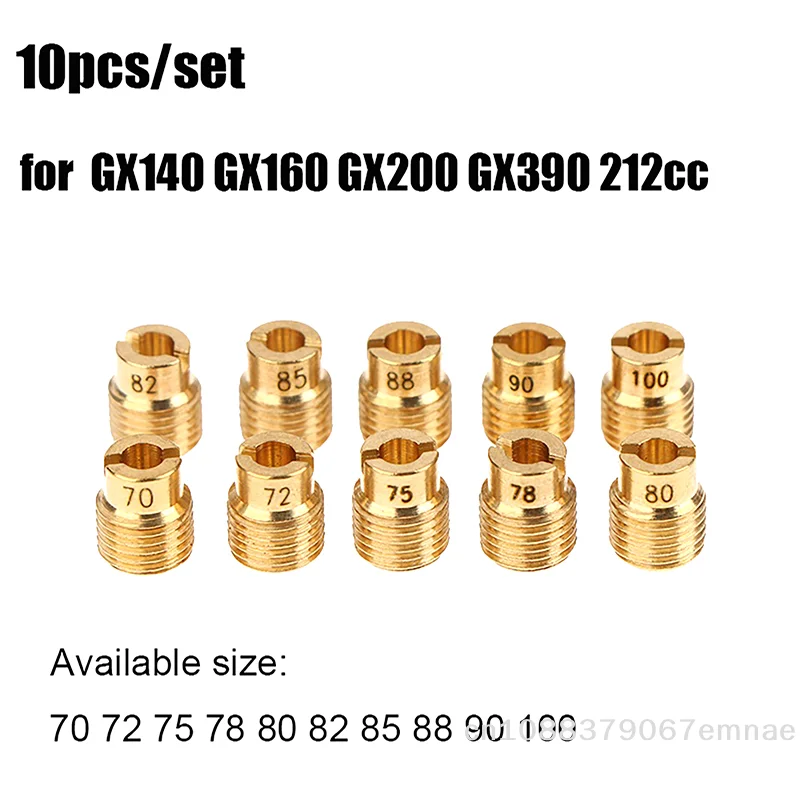 10Pc FCR Main Jets Carburetor Fuel Nozzle for Mini Bike Go-Kart Honda GX140 GX160 GX200 GX390 212CC Slow Air Jet Moto Carburetor